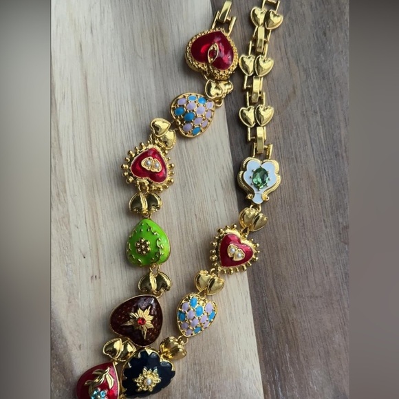 Gold heart choker coquette style necklace Y2K style fashion - Picture 3 of 3